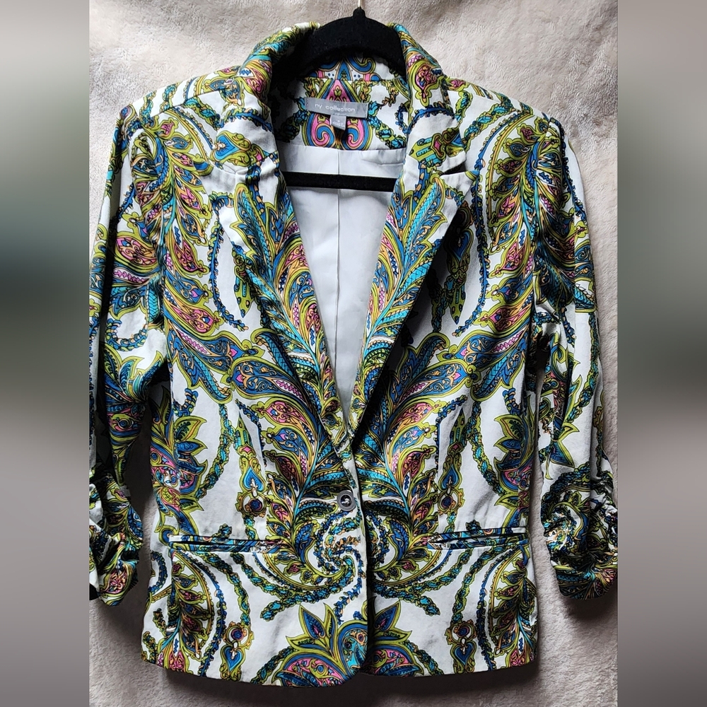 NY Collection Multicolor Paisley Blazer
